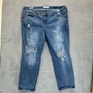 Torrid Jeans Women Plus Size 22 Blue First at Fit Boyfriend Distressed Destroyed